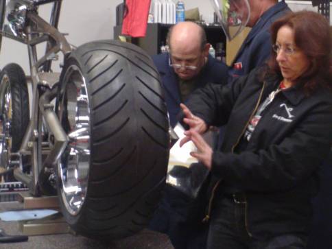 Linda at Pro One designing motorcycles for women
